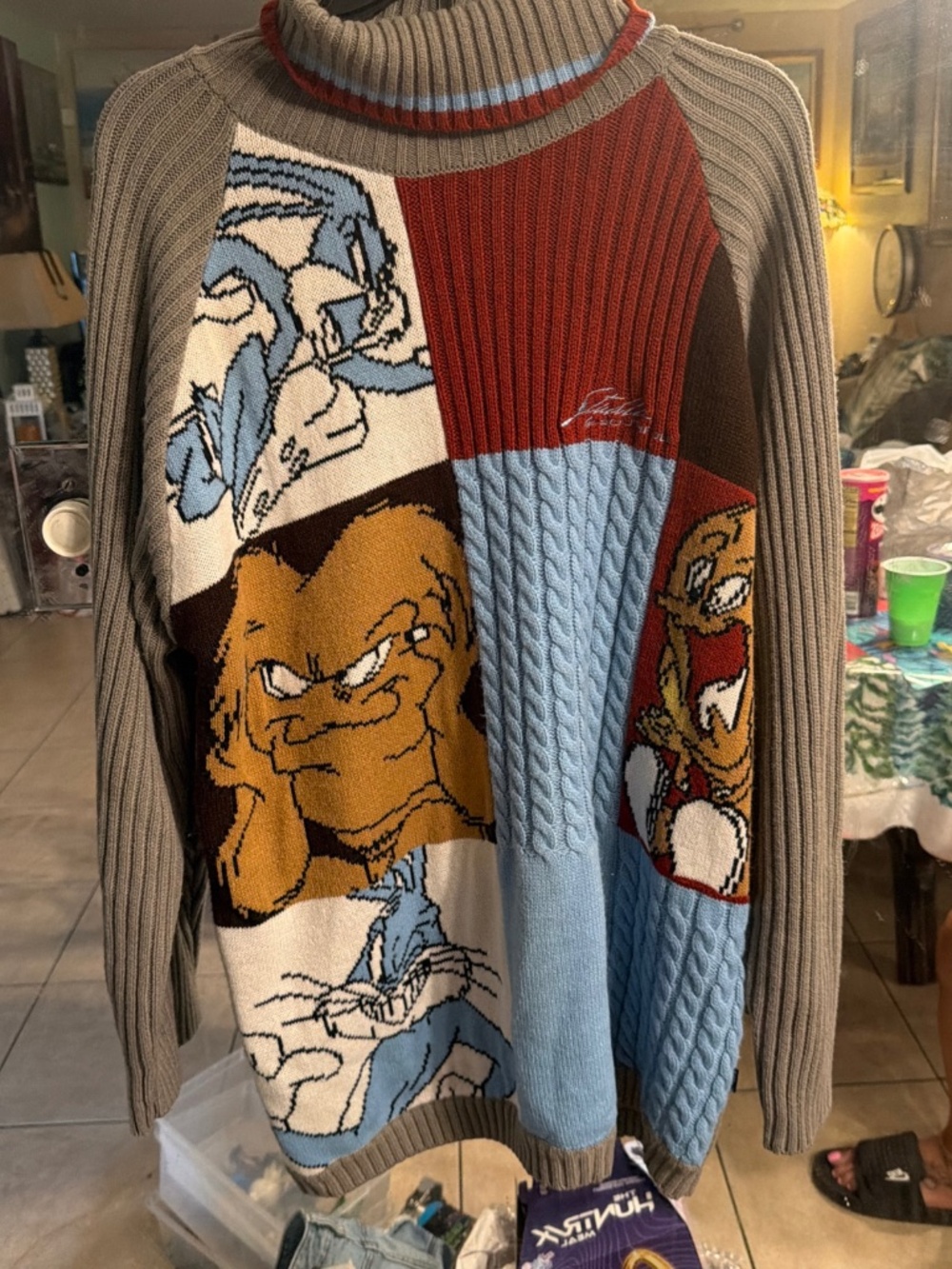 VTG Studio South Pole Looney Tunes Gossamer Bugs Bunny Turtleneck Sweater 2XL